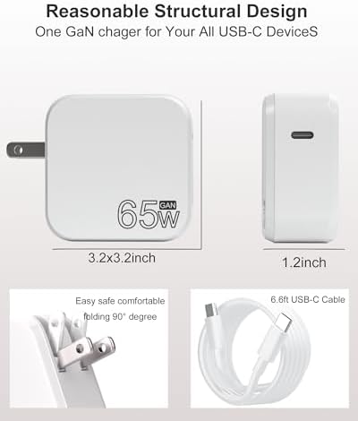 Rapid Charge 65 W Ga N Fast Charger for Samsung Galaxy Book Pro & Notebook Series – Lightweight USB-C Power Adapter with Enhanced Efficiency for Home, Office, and Travel – Ideal for NP950 QDB, NP930 QDB, NP935 QDC Models