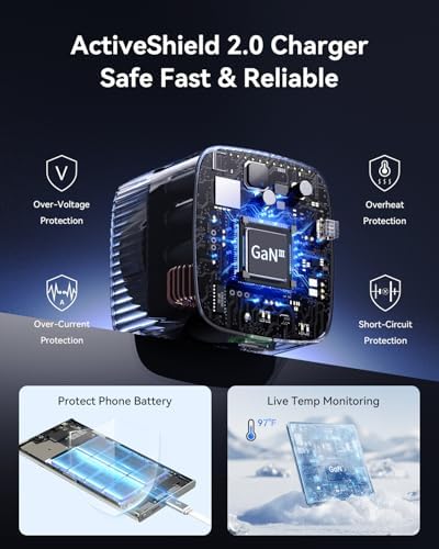 Revolutionary 30 W USB-C Charger Block with Dual Ports – Fast Charging Solution Featuring Retractable Cable & Foldable Plug for Ultimate Portability – Ideal Travel Companion for i Phone 16 Pro Max, Pixel 9 Pro, Galaxy, i Pad & Mac Book – Enhanced PD/PPS Compatibility for Rapid Power Delivery