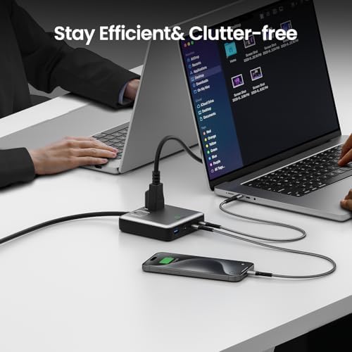 Ultimate 6-in-1 Ga N Charging Station – 100 W Power Strip with 2 AC Outlets, 3 USB-C, and 1 USB-A Port for Fast, Efficient Charging at Home, Office, or Travel – Versatile 5 ft Cord for Unmatched Flexibility and Device Compatibility