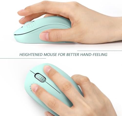 Light Blue Wireless Mouse – Ultra-Quiet 2.4 GHz Noiseless Computer Mouse with USB Receiver for Seamless Windows Experience – Portable, Ergonomic Design for Home, Office, or Travel