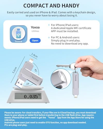 Unlock Ultimate Storage: MFi Certified 512 GB Flash Drive for i Phone & i Pad – High-Speed Data Transfer & Backup Solution for i OS, Android, and PC (Sleek Silver) – Effortless File Sharing & Memory Expansion