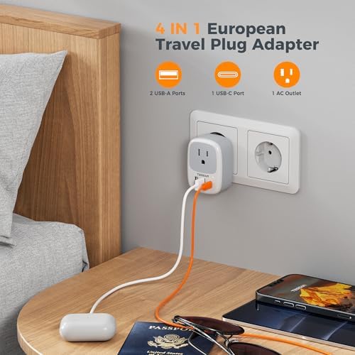 TESSAN Universal Type G UK Travel Adapter with 3 USB Ports & USB-C Charger – Effortless US to UK Plug Conversion for Global Travelers to England, Ireland, Qatar, Hong Kong, Dubai, and More – Compact Power Solution for Fast and Safe Device Charging