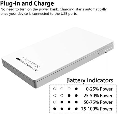 Ultra-Slim Dual USB Power Bank – 3000 m Ah Portable Charger with Fast Charging for Smartphones & Tablets – Lightweight Emergency Battery Pack for On-the-Go Power Solutions (White)