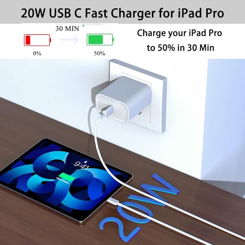 Ultra-Fast 20 W i Pad Power Adapter & 10 FT USB-C Cable Combo – Essential Charger for i Pad Pro, Air, Mini & 10 – Maximize Productivity with Lightning Speed Charging and Extended Flexibility for Apple Devices Experience groundbreaking charging efficiency with our Ultra-Fast 20 W Power Adapter paired with a 10 FT USB-C cable, meticulously designed for seamless compatibility with i Pad Pro (11, 12.9), i Pad Air (5 th/4 th), i Pad Mini 7, and i Pad 10. This compact wall charger delivers rapid power replenishment, ensuring your devices are ready to go in record time. The generous 10 FT cable grants you the freedom to use your i Pad comfortably while charging, whether at home, in the office, or on the move. Crafted from premium materials, this charger is built for long-term durability, making it the ultimate accessory for i Pad users seeking both reliability and performance. Elevate your charging experience today with this indispensable solution that fuses innovative technology with user-centric design.