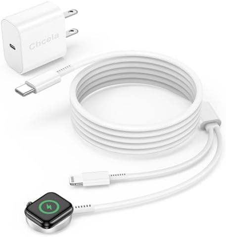 Upgrade Your Charging Efficiency with the 2-in-1 Fast Charger for Apple Devices – 6 FT USB C Cable & 20 W Wall Adapter, Compatible with Apple Watch Series 8/7/6/5/SE and i Phone 14, Sleek Black Design for Ultimate Convenience and Speed