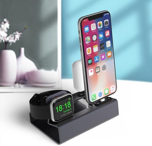 Revolutionize Your Charging Experience with CENSTECH’s 3-in-1 Aluminum Docking Station – Compatible with All i Phone Models 1-14, Every Apple Watch Series, and Air Pods – Space-Saving Stand with Nightstand Mode for Effortless Access – Quick and Reliable Charging Solution for Modern Apple Enthusiasts – Durable, Sleek Design Perfect for Home and Office Environments – Organize and Enhance Your Space While Enjoying Fast Charging Efficiency!