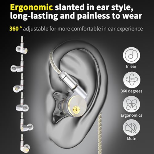 TINHIFI CNT Driver In-Ear Monitor Earbuds – Ultimate Audiophile Experience with Ergonomic Comfort, Detachable Silver-Copper Cable & Premium Metal Housing for Exceptional Sound Clarity – Perfect for Musicians and Music Enthusiasts