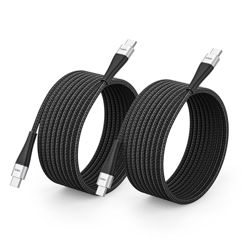Ultra-Durable 15 ft USB C to USB C Cable – Rapid 100 W Charging & Lightning-Fast Data Transfer – Ideal for i Phone 16/15, Mac Book Pro/Air, Samsung Galaxy & More – Superior Braided Construction for Maximum Flexibility – Perfect for Home, Gaming, and Streaming Activities