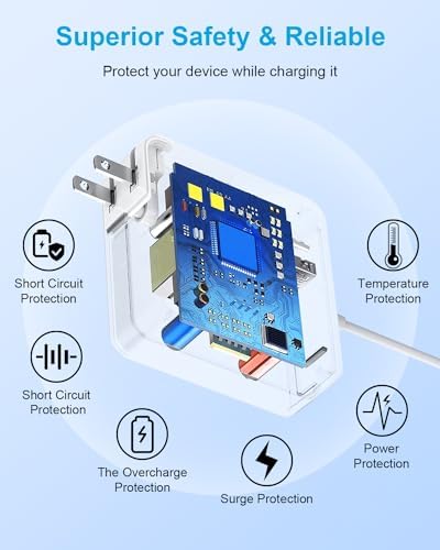 High-Performance 100 W USB-C Charger with 6 ft Cable – Rapid Charging for Mac Book Pro, Air, i Pad Pro & All USB-C Devices, Ultra-Compatible Power Adapter for Home, Office & Travel