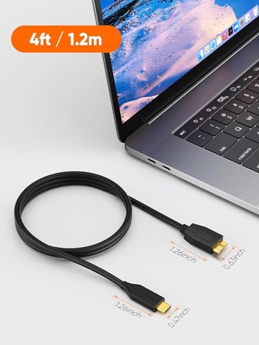High-Speed 1 FT USB C to Micro B Cable – 10 Gbps Data Transfer for i Phone 15, Seagate & WD External Hard Drives – Durable Braided Design for Enhanced Connectivity & Reliability – Perfect Length for Travel & Desk Use – USB 3.1 Type C Compatible