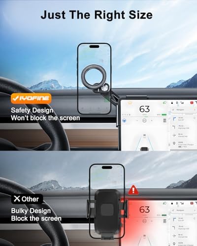 Enhance Your Tesla Experience with the Mag Safe Phone Mount – No Glue Installation for Model Y, 3, S, X, and Cybertruck – Secure Dash Holder for Effortless Access and Optimal Viewing – Sleek Design for Modern Aesthetics and Driving Safety