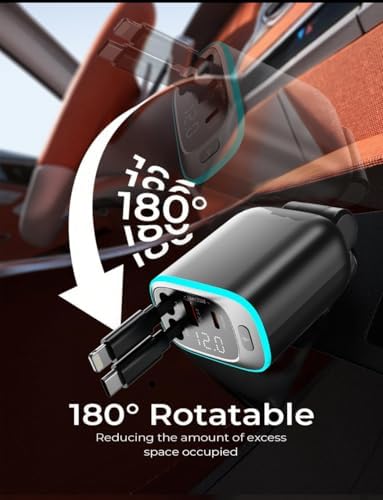 90 W Retractable USB-C Car Charger Adapter – Fast Charging, Universal Compatibility & Clutter-Free Design for Effortless Travel – Ideal Gift for Tech Enthusiasts and Daily Commuters