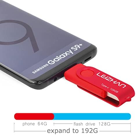 Leizhan 128 GB Type C USB Flash Drive – High-Speed USB 3.0 OTG Thumb Drive for Samsung Galaxy S10, S9, Note 9 & Google Pixel XL – Versatile Dual Connector for Effortless Data Transfer and Enhanced Storage Solutions