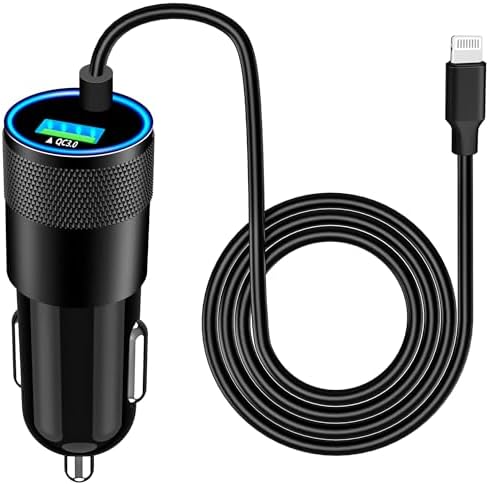 Rombica 105 W MFi Certified Dual USB-C & USB-A Fast Car Charger for i Phone 16 Pro Max – Ultimate Portable Power Solution with 6 FT Coiled Type-C Cable for Rapid Charging on the Go, Perfect for Road Trips and Daily Commuting