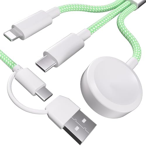 Ultra-Fast 3-in-2 USB-C Charger Cable for Apple Watch & Smartphones – Versatile Multi-Device Charging Solution – 4 FT Length in Stylish Blue – Ideal for Travel and Enhanced Efficiency