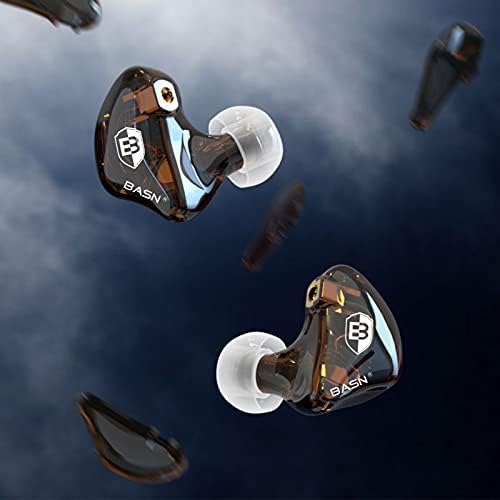 BASN BC100 Brown Dual Dynamic Driver IEM Earphones with Detachable MMCX Cable – Premium Musicians’ In-Ear Monitors for Studio and Live Performance, Enhanced Noise Isolation and Comfort
