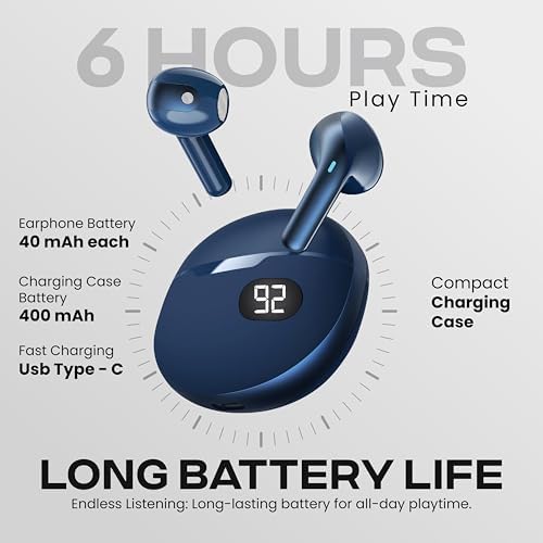 Gabba Goods Bliss Wireless Bluetooth Earbuds – Ultimate Ergonomic In-Ear Fit with Touch Controls for Seamless Audio Experience, 6-Hour Playtime & Built-in Mic for Crystal Clear Communication – Perfect for Travel, Gym, Home & Gaming Compatibility in Stylish Black Finish