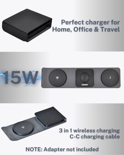 Ultimate 3 in 1 Magnetic Wireless Charging Dock for Apple Devices – Foldable Fast Charging Station for i Phone 12-16 Pro Max, Apple Watch & Air Pods – Travel-Friendly Design with Enhanced Compatibility and Efficiency