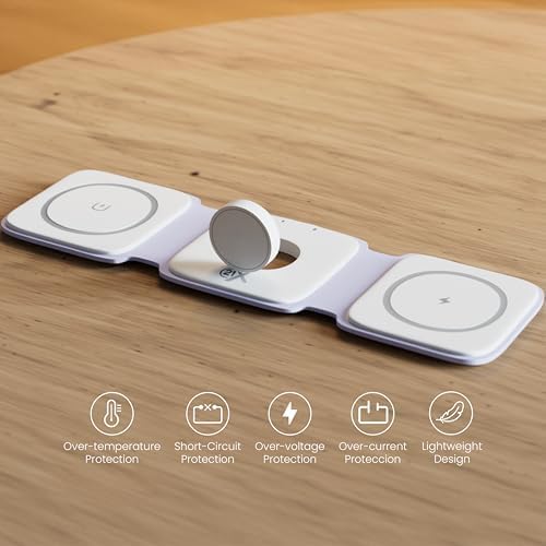 Ultimate 3-in-1 Foldable Magnetic Wireless Fast Charger for i Phone & Samsung – Compact Travel Charging Pad for Qi-Enabled Devices, Apple Watch, and Air Pods – Unmatched Speed and Versatility for On-the-Go Power Solutions