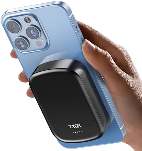 Ultra-Compact Magnetic Wireless Portable Charger – 8000 m Ah Mag-Safe Battery Pack with 20 W PD Fast Charging for i Phone 15/14/13/12 Series – Sleek, Lightweight Design for Effortless On-the-Go Power Management – Versatile USB-C Connectivity and Secure Magnetic Alignment for Ultimate Convenience