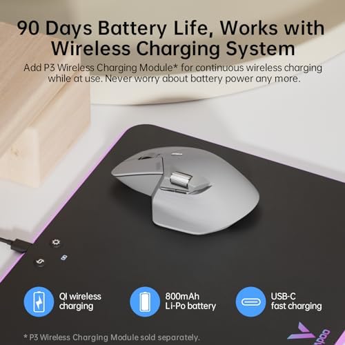 Revolutionize Your Workflow with Rapoo MT760 Multi-Device Wireless Mouse – Effortlessly Connect Up to 4 Devices with Bluetooth 5.0 & 2.4 G, 11 Customizable Buttons, 4 K DPI Precision, and 90 Days of Uninterrupted Battery Life – Perfect for Professionals and Tech Enthusiasts in Sleek Matte Black