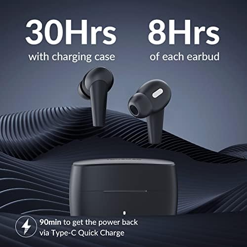M3 Wireless Earbuds with Active Noise Cancelling Technology – Bluetooth 5.3 Headphones Featuring 4 Mic ENC for Crystal-Clear Calls, 30 Hours of Playtime, Deep Bass Immersion & Transparency Mode (Black) – Ultimate Audio Experience for Audiophiles and On-the-Go Lifestyle