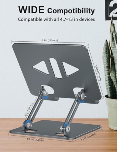 Versatile Adjustable Aluminum Tablet Stand Holder – Foldable and Lightweight Desktop Mount for i Pad Pro 12.9, i Pad Air, Mini, Samsung Galaxy Tabs, and Kindle Fire (4-12 inch) – Enhanced Stability and Comfort for Optimal Viewing Experience in Purple