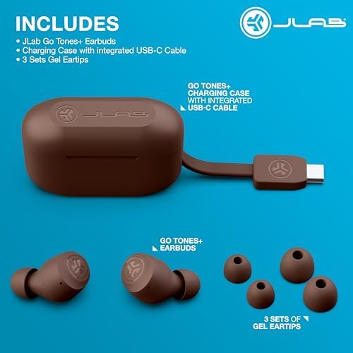 JLab Go Air Tones+ True Wireless Earbuds – Ultimate Bluetooth Audio Experience with 32+ Hours Playtime, Effortless Auto Pairing, Customizable EQ3 Sound Profiles, and Touch Control Functionality in Chic Earthtone Design – Ideal for Active Lifestyles and All-Day Wear Comfort