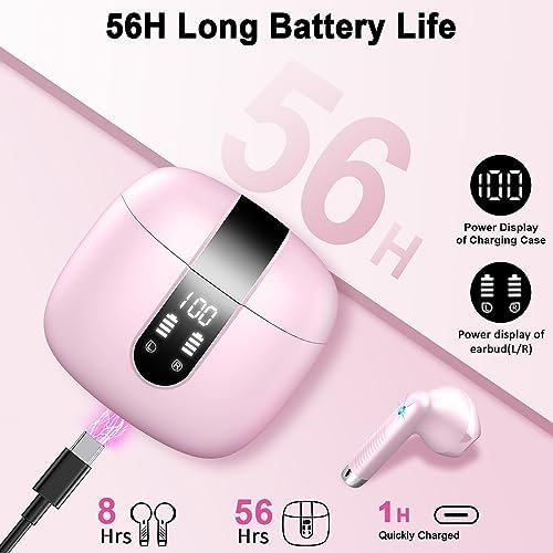 Cutting-Edge Bluetooth 5.4 Wireless Earbuds with 30-Hour Battery Life – Advanced ENC Noise Cancellation for Crystal-Clear Calls, IP7 Waterproof Protection, and Immersive 3 D Bass Audio – Sleek Dark Blue Design Perfect for Music Aficionados and Professionals – Includes LED Charging Case for Effortless Convenience and Compatibility with Android & i OS Devices