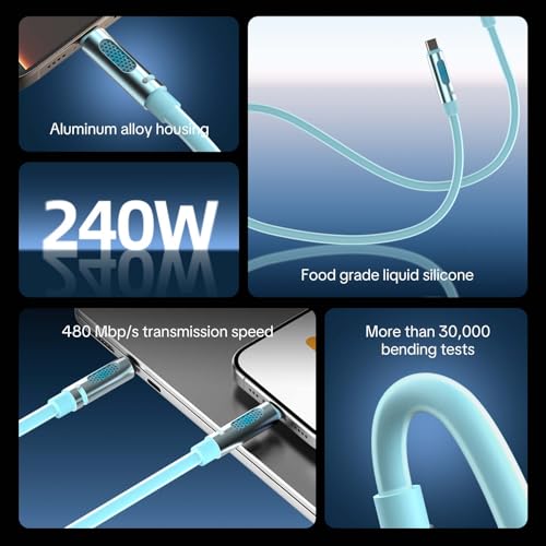 Revolutionize Your Charging Routine with the 240 W USB-C to USB-C Cable – Unmatched 480 Mbps Data Transfer, Universal Compatibility for i Phone 16/15 Pro Max, Galaxy S25/S24, & More – 6 FT of Enhanced Flexibility for Fast Charging & Reliable Performance