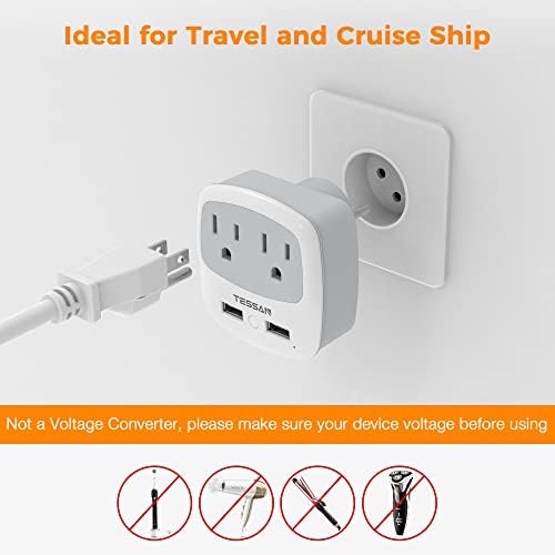 Ultimate TESSAN Type G UK Travel Plug Adapter with Dual USB Fast Charger Ports – Compact US to UK Power Converter for Effortless Global Connectivity in Scotland, London, Ireland, Kenya, Dubai & Qatar