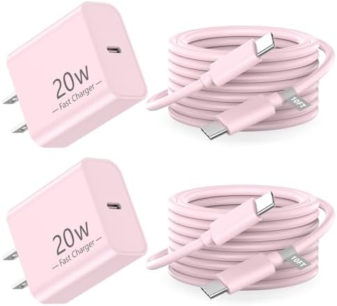 Power Up Your i Phone 16/15: 10 FT Fast Charging Cable Duo with 20 W USB-C Wall Chargers – Ultimate Connectivity for Your i Phone 16 Plus, Pro, Max, and 15 Series – Extended Reach and Rapid Charge Efficiency for On-the-Go Power Solutions