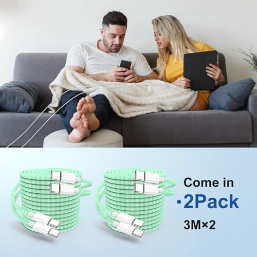 USB C to C Charging Cable 10ft, 60W Fast Type C to C Charger Cord Long for Apple iPhone 15 Pro Max/16 Pro/15 Plus/15 Pro, MacBook Pro 2021/2020/2019/2018,iPad 12.9/11 inch/Mini/Air 5/4,Samsung-Red – Enhanced Compatibility and Speed