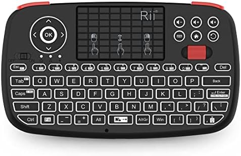 Rii i4 Mini Bluetooth Keyboard with Touchpad – Portable Backlit Wireless Keyboard for Smartphones, Tablets, PCs & Smart TVs – Effortless Control & Enhanced Productivity with 2.4 G USB Dongle – Compatible with i OS, Android, Windows & Mac – Ideal for Work & Entertainment