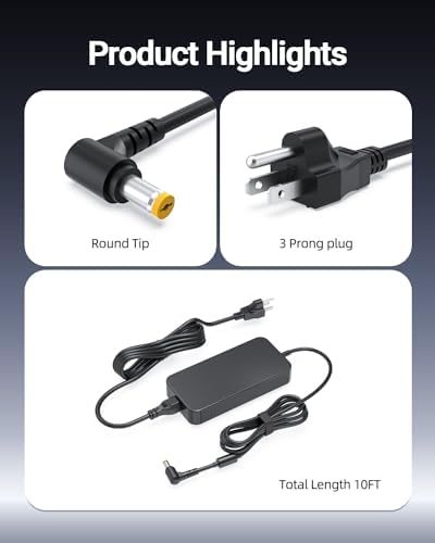 High-Performance 135 W Fast Charger for Acer Nitro 5 Series Laptops – AN515 & AN517 Models – 10 FT Power Cord with Premium Safety Certifications and Universal Compatibility – Rapid Charging for Gaming and Work – Slim, Space-Saving Design with Enhanced Protection Features