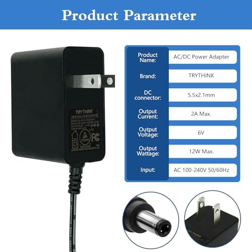 Universal 6 V 2 A AC Adapter Dual Pack – Efficient Power Supply with 9 Interchangeable DC Plug Tips for Maximum Device Compatibility – Perfect for Sensor Trash Cans, Elliptical Monitors & More – Reliable 12 W Output for Rapid Charging and Extended Device Lifespan