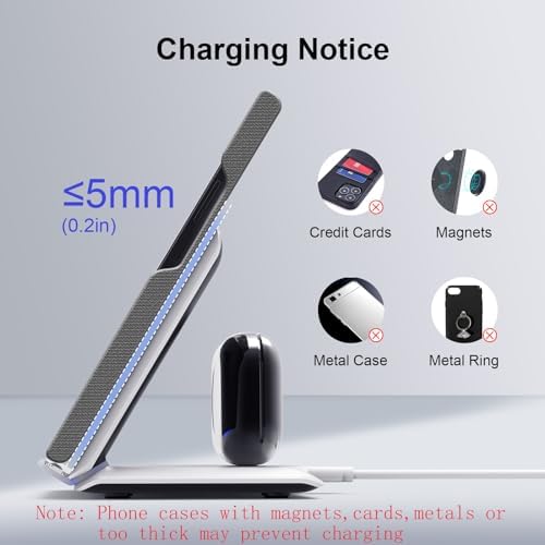 Geyo 2-in-1 Rapid Wireless Charging Station for Samsung Galaxy Z-Fold Series – Versatile Dual Device Charger for Galaxy Buds 3/3 Pro/2/2 Pro/Live with Included PD Adapter – Advanced 3-Coil Technology for Efficient Power Delivery and Sleek Black Finish