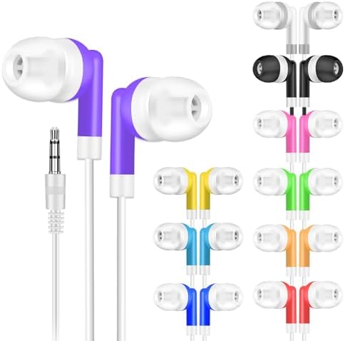 Maximize Classroom Engagement with 60-Pack Vibrant Wired Earbuds – Durable, Comfortable Earphones for Students – Ergonomic In-Ear Fit with 3.5 mm Compatibility for Laptops, Chromebooks & PCs – Tangle-Free Design for Uninterrupted Learning Sessions