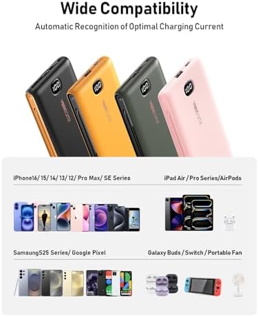 Ultimate Travel Power Bank with Built-in Cables and Wall Plug – 10,000 m Ah Fast Charging Battery Pack for i Phone 16/15/14/13 & i Pad – Sleek Yellow Design for Maximum Compatibility and Convenience