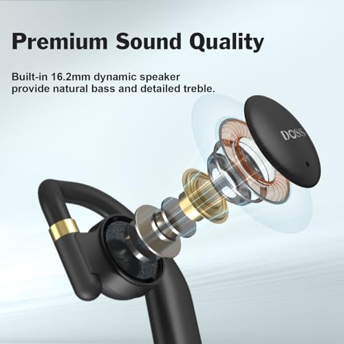 DOSS Open Ear True Wireless Headphones – Superior Sound & Clear Calls | 30-Hour Playtime | Lightweight Earbuds with Rotatable Hooks for Ultimate Comfort | Bluetooth 5.3 for Seamless Connectivity | Ideal Workout Companion for Active Lifestyles