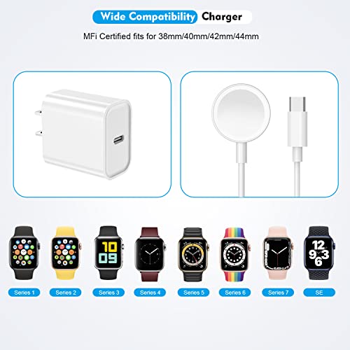 Rapid Charge Apple Watch USB C 20 W Adapter with 6.6 FT Long Cable – Portable Wireless Charging Solution for All Apple Watch Series 9/8/7/SE/6/5/4/3/2/1 – Ideal for On-the-Go Users Seeking Speed and Flexibility