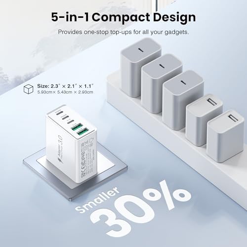 40 W USB-C Power Hub Duo: Versatile Fast Charging Station with 4 Ports for i Phone, i Pad, Air Pods & Apple Watch – Compact Travel Charger with Safety Features for Efficient Device Charging