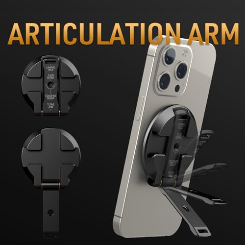 Versatile Magnetic Phone Stand for i Phone 12-16 | Lightweight Foldable Tripod Mount & Desk Holder | Secure Grip for Travel & Photography | 1/4″ Screw & Cold Shoe Compatibility for Tripods & Cameras | Perfect for Video Calls, Streaming, and Content Creation