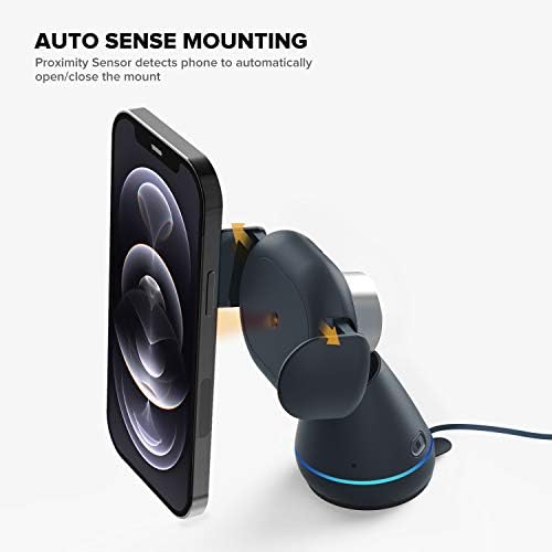 i Ottie Aivo Connect: Advanced Hands-Free Wireless Charging Car Phone Mount with Auto-Clamping for i Phone & Android – Seamless Qi Fast Charging & Optimal Viewing Angles for Safe Driving Experience
