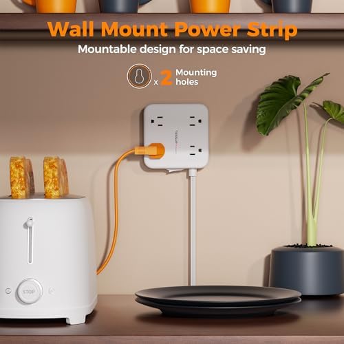 TESSAN Power Strip Tower Surge Protector: 8 AC Outlets & 3 USB Ports (1 USB-C) with 900 Joules Protection, 5 FT Flat Plug Extension Cord – Ultimate Desk Charging Station for Home Office and Dorm Room Efficiency
