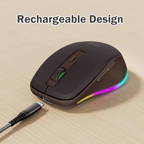 Illuminate Your Workspace with the seenda Light-Up Wireless Mouse Featuring Built-In Jiggler – USB-C & USB Receiver for Mac Book, i Pad, and Windows Devices – Ergonomic Design for Enhanced Comfort and Productivity