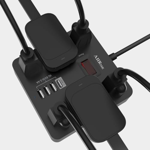 AHRISE Multi-Device Power Strip with 6 AC Outlets & 4 Fast USB Charging Ports – 5 ft ETL Certified Extension Cord for Home, Office, Travel & Cruise – Efficient Charging for Smartphones, Tablets & More – Compact & Durable Design