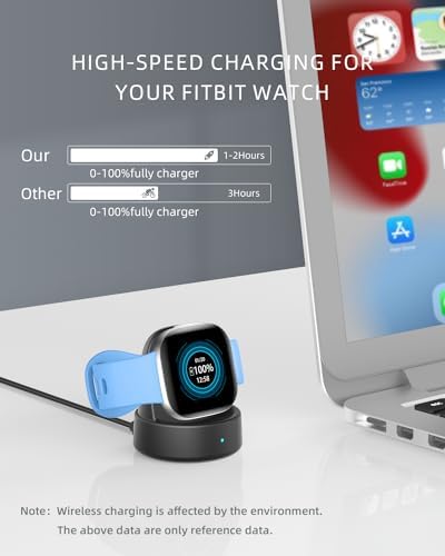 Upgrade Your Fitbit Charging Experience: Premium Magnetic Dock for Fitbit Sense, Sense 2, Versa 3 & 4 – Fast, Reliable Power Delivery with Compact Design and Included Cable – Essential Smartwatch Accessory in Sleek Black