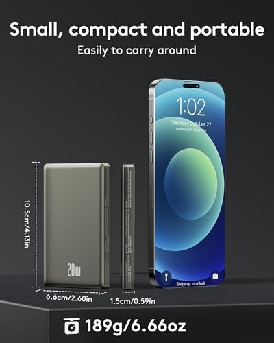 Ultra-Slim 10,000 m Ah Mag Safe Power Bank for i Phone 16/15/14/13/12 – Fast Wireless Charging in Sleek Metallic Black, Magnetic Attachment for Hassle-Free Portability and Quick Power-Ups – Ideal Travel Companion for On-the-Go Charging Solutions