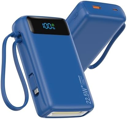 High-Capacity 27000 m Ah Portable Power Bank with Built-In Cable for i Phone 15/16 Series – Fast-Charging USB-C Battery Pack, LED Display for On-the-Go Charging, Reliable Travel Companion for All Smartphones